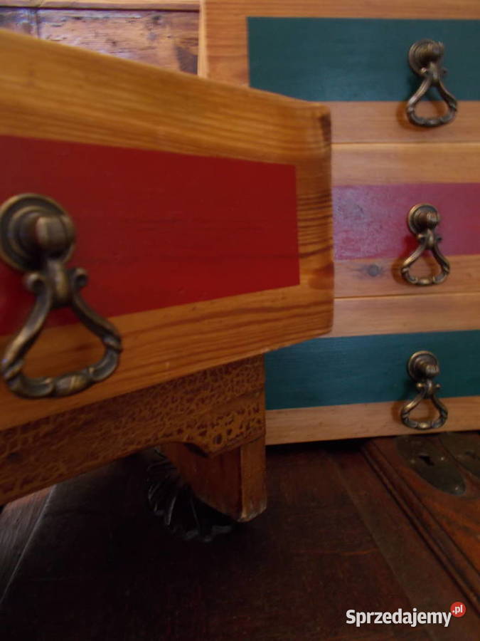 Stara Drewniana Szuflada Lata 50 Barwy PopArt Pozostałe Szczecin