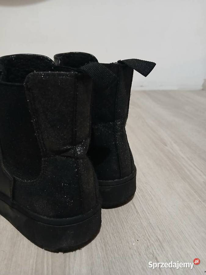 Czarne brokatowe botkisztyblety kostkę rozmiar H&amp;M