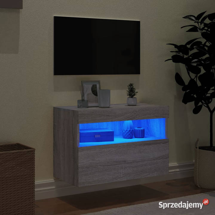 Ścienna szafka TV z LED szary dąb sonoma Warszawa