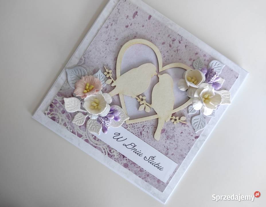Kartka ręcznie robiona na ślub z pudełeczkiem łódzkie Łódź sprzedam