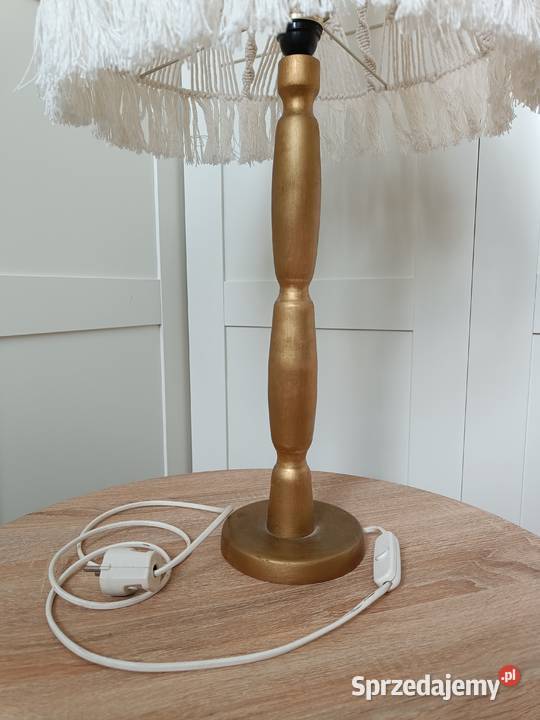 LAMPA stojąca nocna Abażur z makramy kremowy Wys Brzostek sprzedam