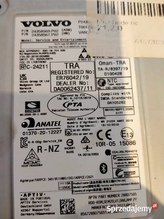 VOLVO FH4 FH5 RADIO MODUŁ SEM 24358569 24358567 ciężarowe Kargowa sprzedam