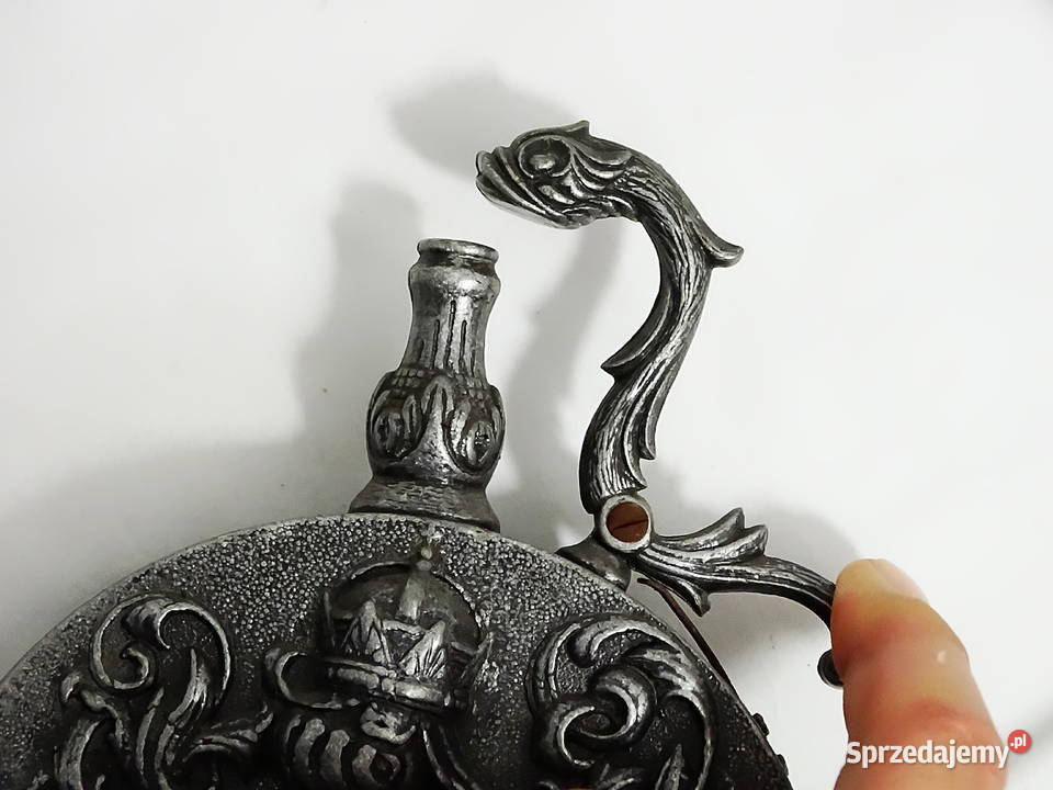 Metalowa ozdobna prochownica historyczny lubelskie Biłgoraj