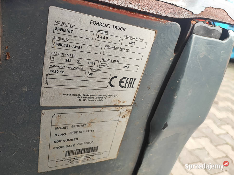 Wózek widłowy elektryczny Toyota 8FBET18T 18 t