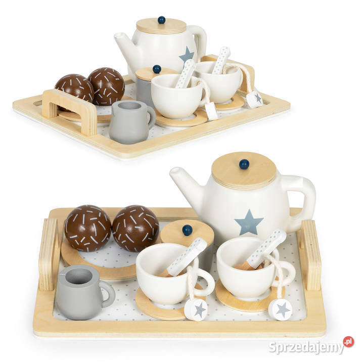 Drewniany zestaw do herbaty dzbanek filiżanki 17 Smogorzów