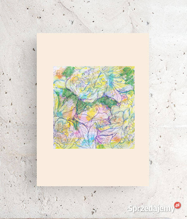 pastelowy obrazek A4 kwiaty plakat 21x3o ogród Szczecin