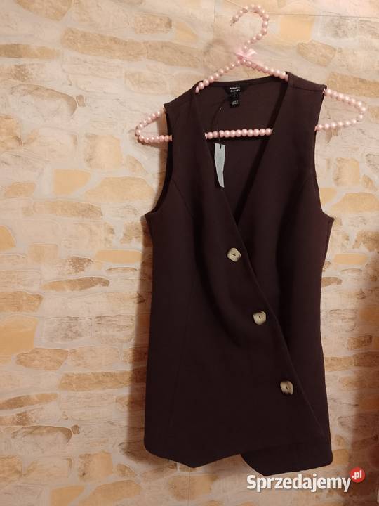 38M RIVER ISLAND Brązowa kamizelka ołówkowa z bez rękawa Kraków