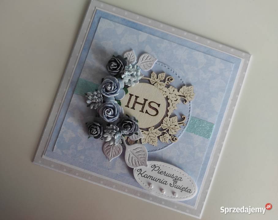 Kartka w pudełku ręcznie robiona na Komunię