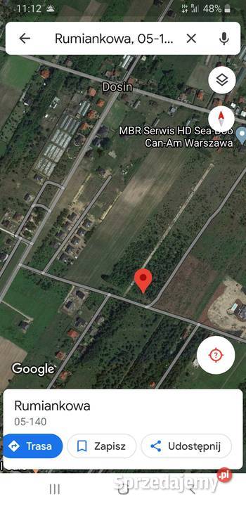 Budowlana Zalew Zegrzyński z trzech stron droga utwardzona Dosin