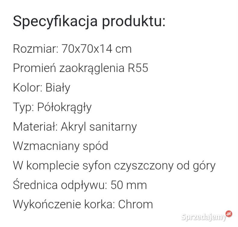 Brodzik 70x70 półokragly Płock
