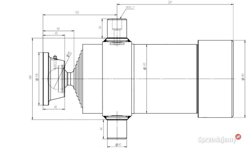 Siłownik Cylinder 1250mm KOŁYSKA MOCOWANIA Fi40 Solec Kujawski