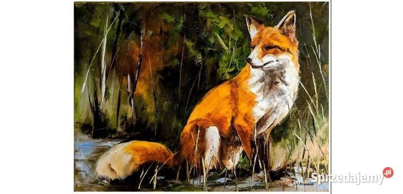 Kowalik Lis Obraz olejny 40x30 Warszawa