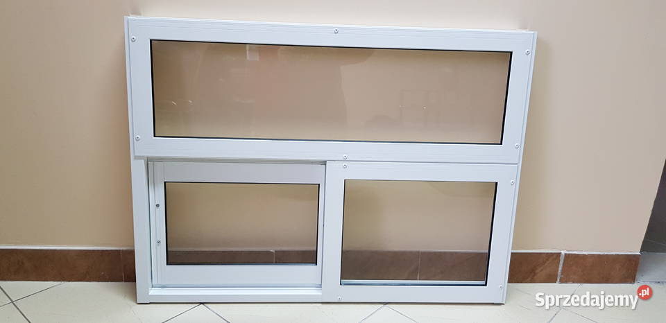GOTOWE okno aluminiowe 115 x 115 białe przesuwne inny materiał Katowice