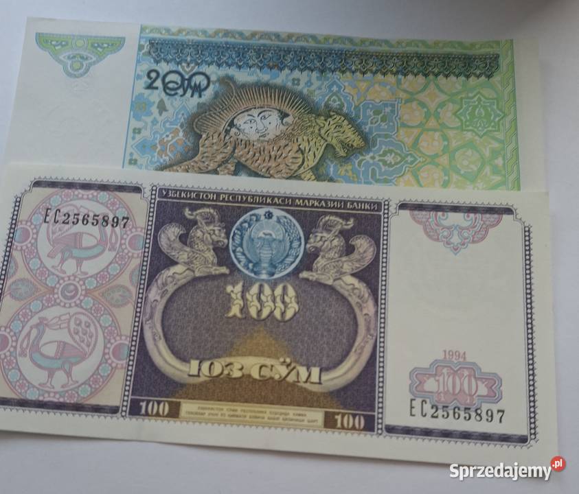 UZBEKISTAN2 BANKNOTY100 CYM200 CYM CAŁE ŁADNE Legionowo sprzedam