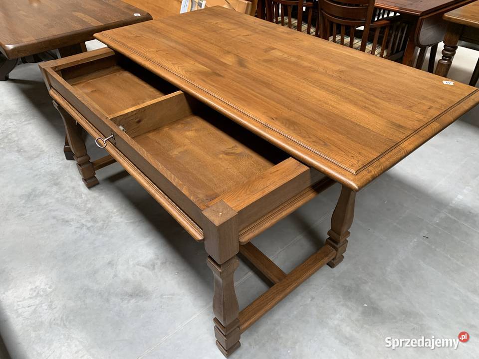 Piękny dębowy holenderski stół ze schowkiem 100 wielkopolskie Ślesin sprzedam
