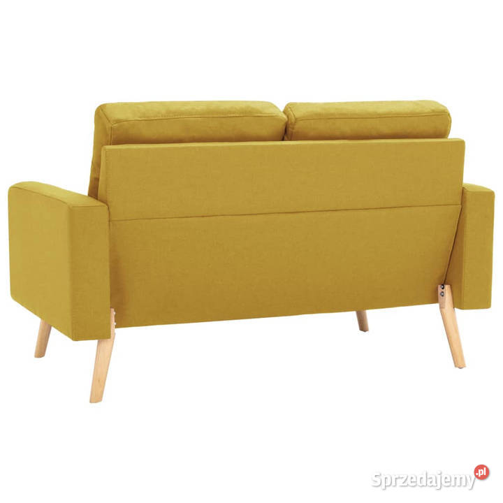 2osobowa sofa żółta tapicerowana tkaniną