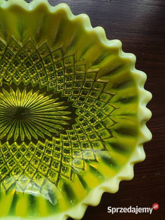 Szkło uranowe George Davidson talerz miska 1895r małopolskie