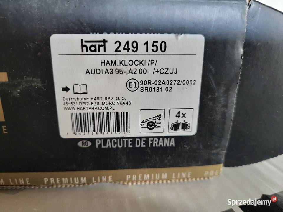 Klocki hamulcowe przód audi a3 a2 vw golf 4 hart