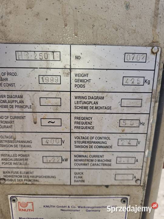 Piła taśmowa do metalu Knuth Tokarka Tuj 50 3 Maków Podhalański