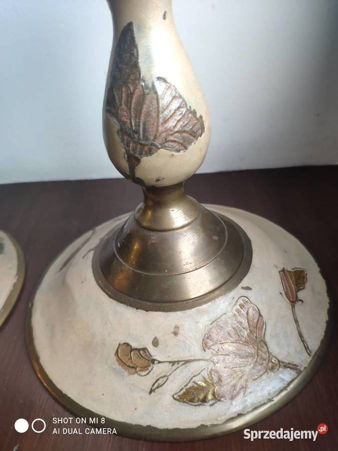 Wyjątkowa para zabytkowych mosiężnych Antyki Kraków