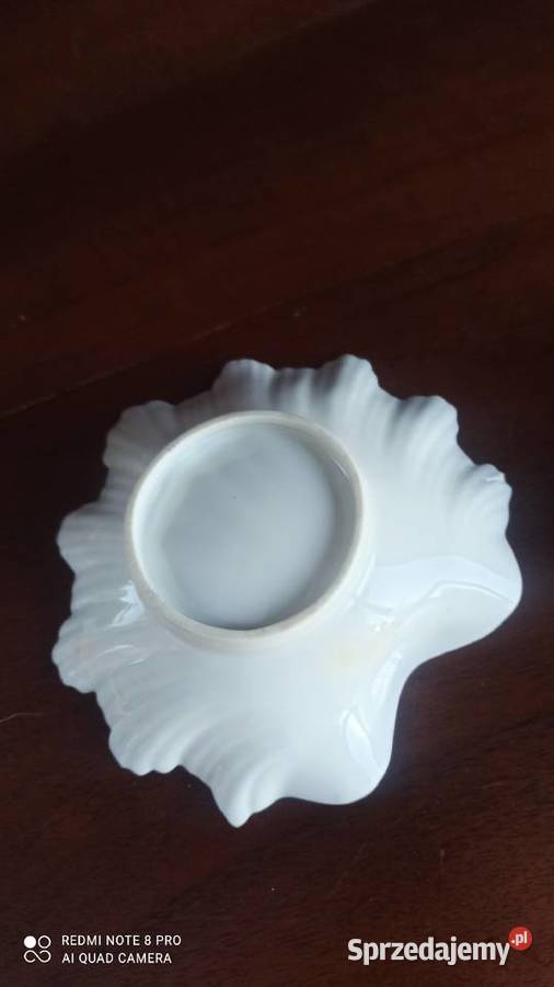 Muszelka porcelana kobaltowa pomarańczowe kwiaty pomorskie Gdańsk