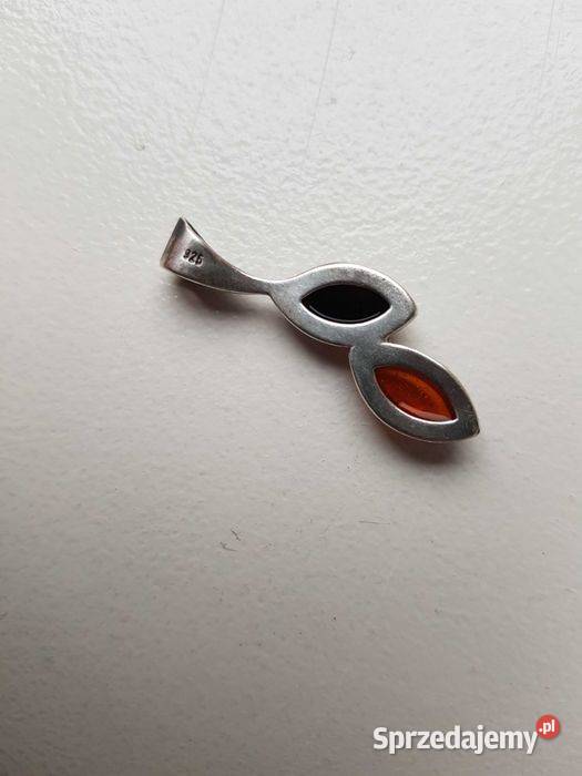 Srebrny wisiorek z bursztynami próba 925 srebro Katowice