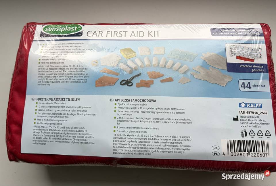 Apteczka Samochodowa Sensiplast z wyposażeniem Praszka