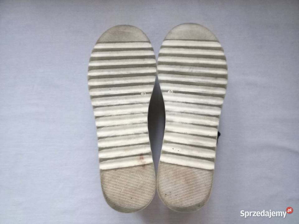 Buty PLATFORMA Damskie czarne białe r 40 stan Półbuty Białystok