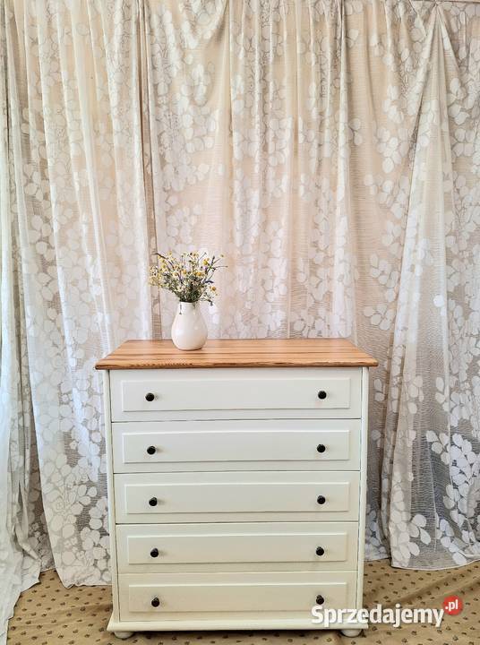 Komoda komódka jasna drewniana biała sosnowa Dubeczno sprzedam