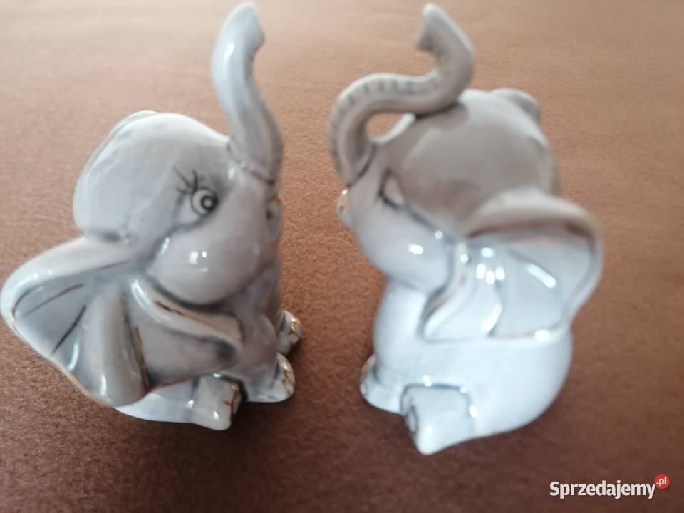 Słoniki porcelanowe paraDwie figurki wys10 Porcelana i szkło łódzkie Łódź