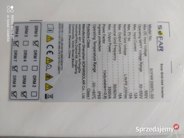 Nieużywany jednofazowy falownik do fotowoltaiki małopolskie Kraków