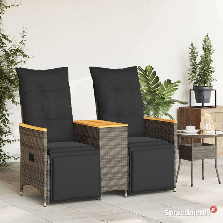 Rozkładana sofa ogrodowa 2 os ze stolikiem szara Warszawa