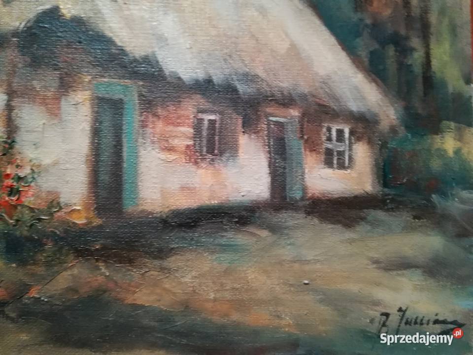 Wiejska chata obraz olejny rozmiar 1824 Warszawa sprzedam