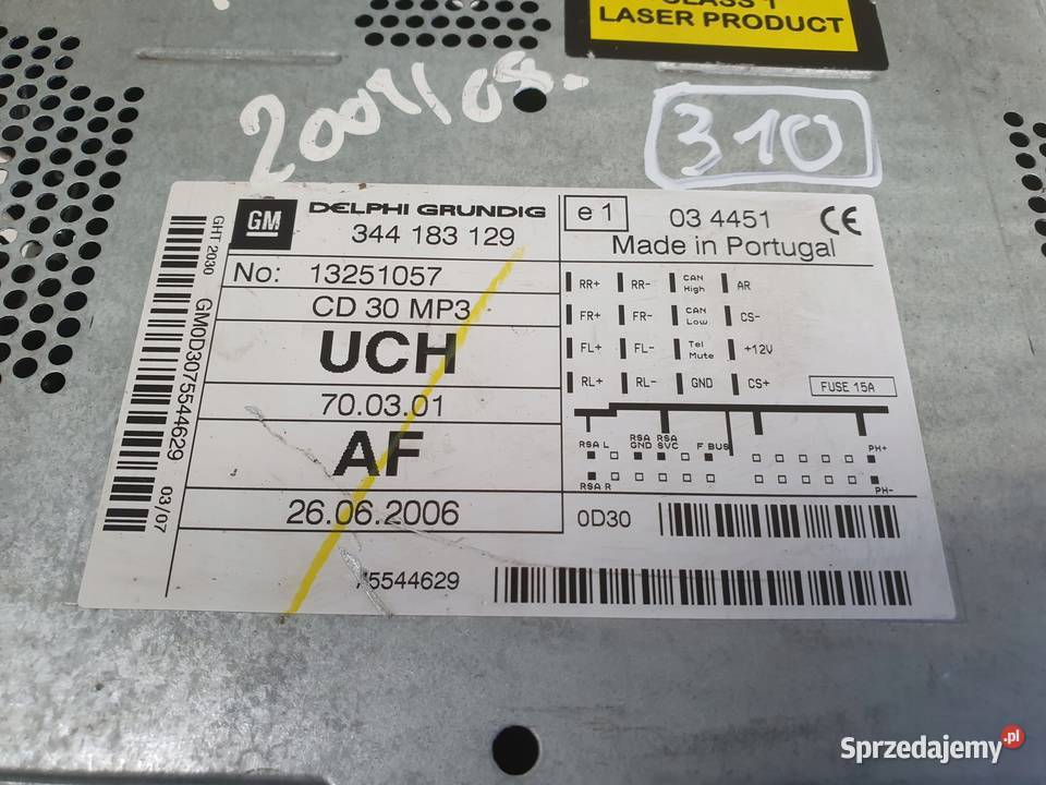 RADIO Opel Zafira B Astra H III 13251057 Chełm
