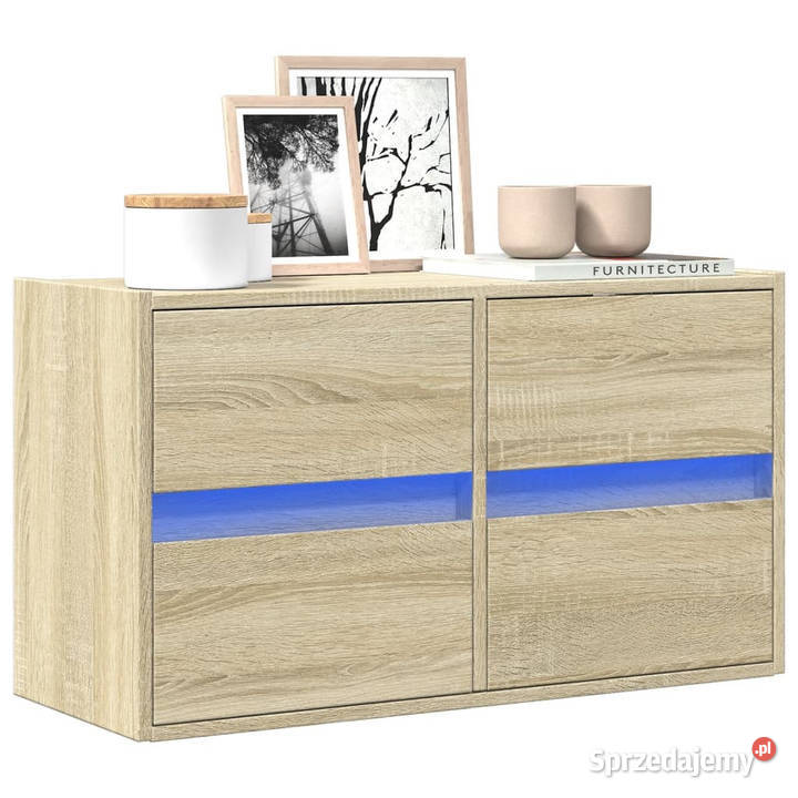 Ścienna szafka TV z LED dąb sonoma 80x31x45 RTV Warszawa