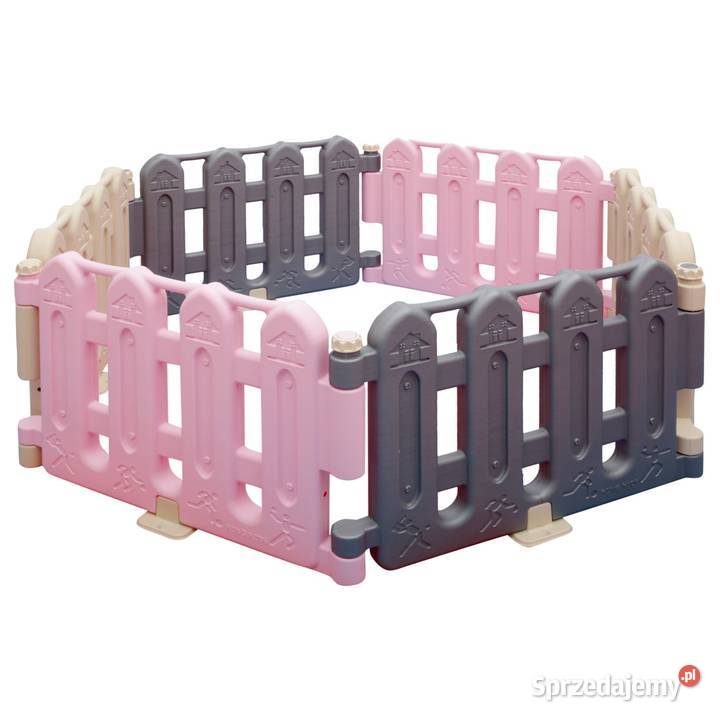 ogrodzenie modułowe dzieci Spring szaro różowy