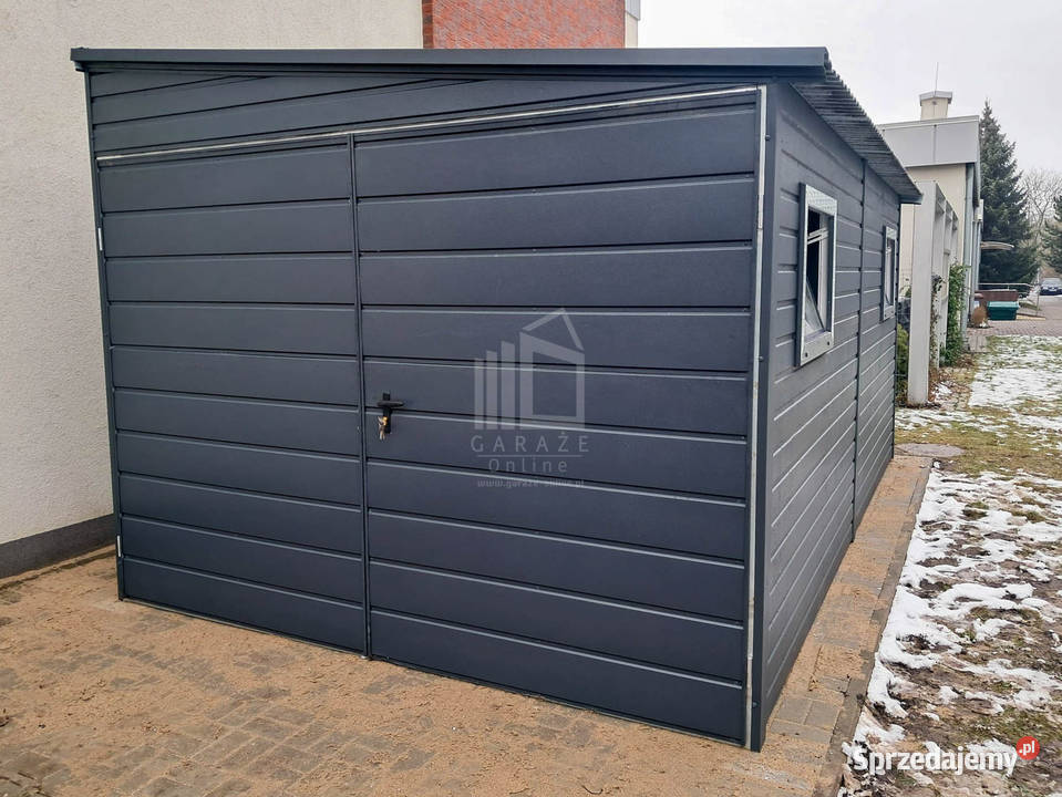 Garaż blaszany 3x6m brama dwuskrzydłowa 2x okno Sprzedaż Chodzież
