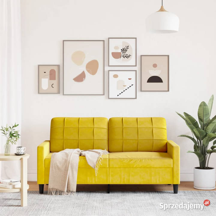Sofa 2osobowa żółta 140 tapicerowana aksamitem Dom i Ogród Warszawa sprzedam