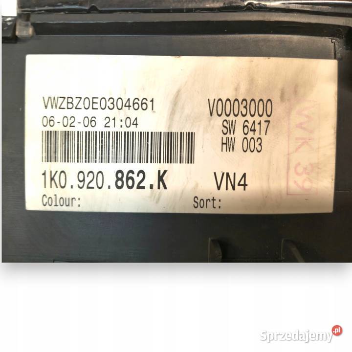 LICZNIK ZEGARY 1K0920862K VW Golf V 19 20 TDI Liczniki i zegary Chełm