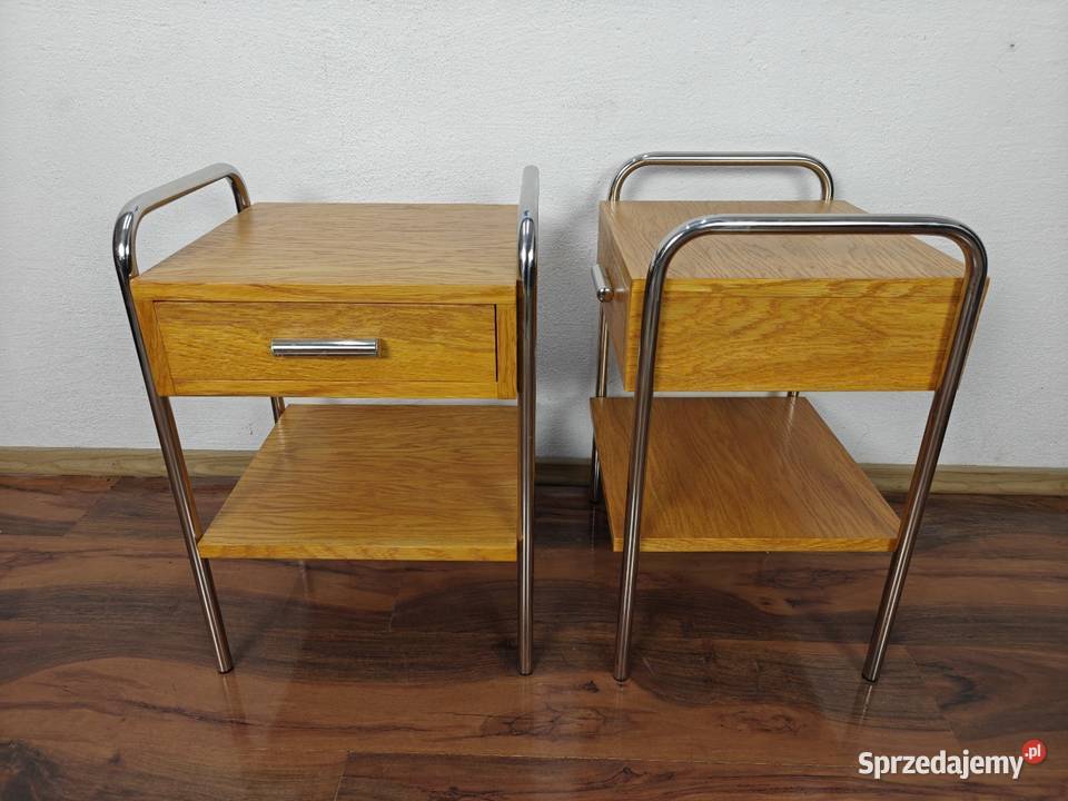 Szafki nocne stolik Chrom Dąb Jasny Art Deco mazowieckie Warszawa