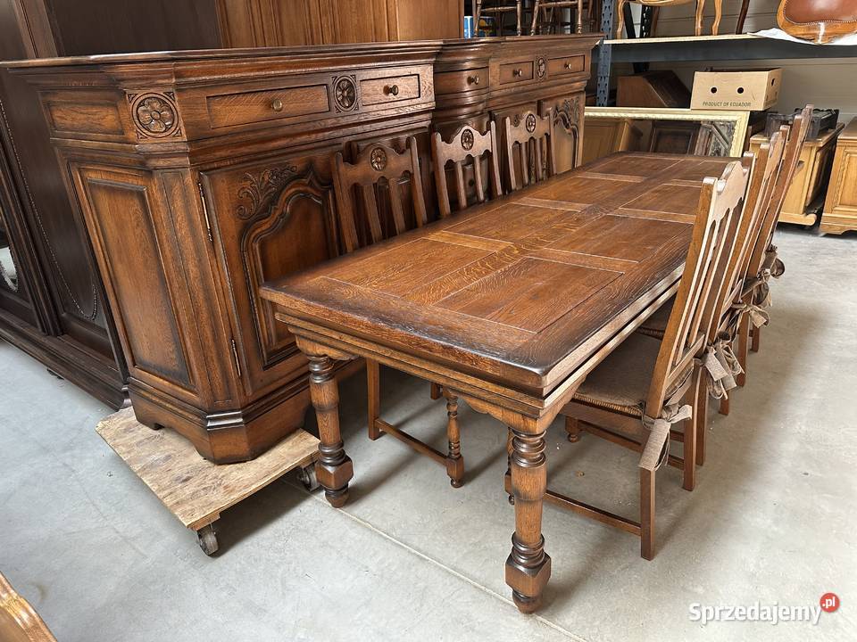 Masywny dębowy zestaw komoda komoda wysoka stół Meble do salonu