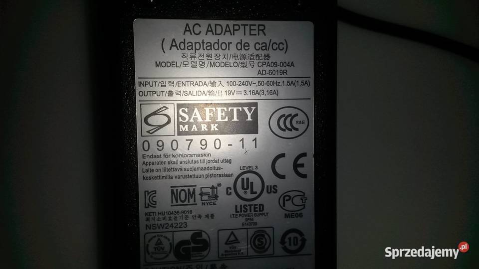 Zasilacz CPA09004A AD6019R Samsung NPR530 Poznań