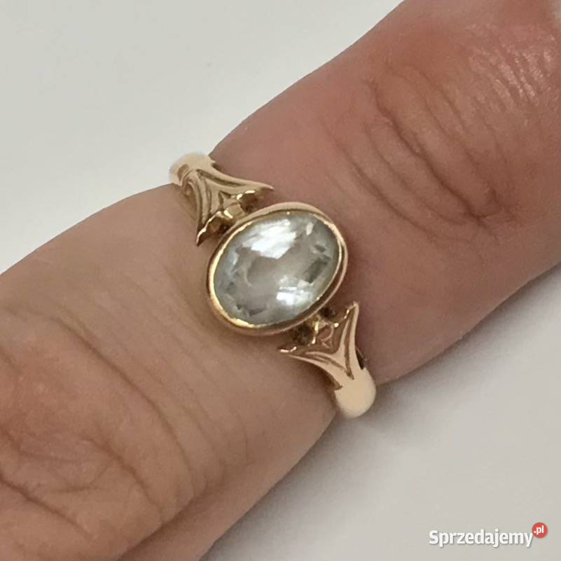 Złoty PIERŚCIONEK 14K cudowny KAMIEŃ KRÓLEWNY Pierścionki Warszawa
