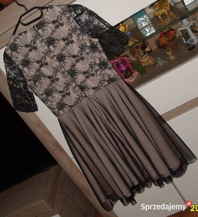 FORTINOWA koktajlowa sukienka koronka haft r38 Rozkloszowana  Rawicz