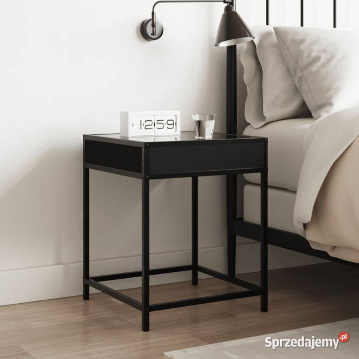 Stolik nocny z LED Infinity czarny 40x40x51 Nocne Warszawa