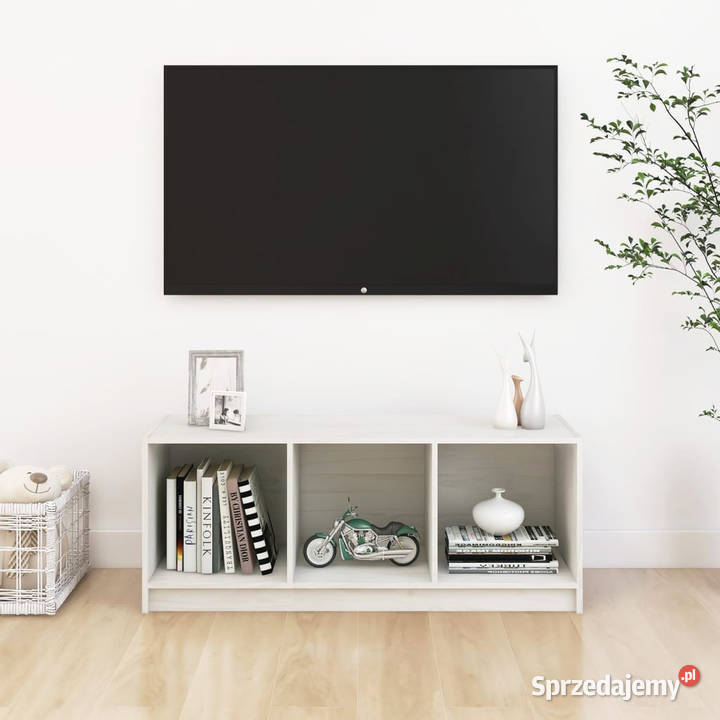 Szafka pod telewizor biała 104x33x41 lite drewno Warszawa