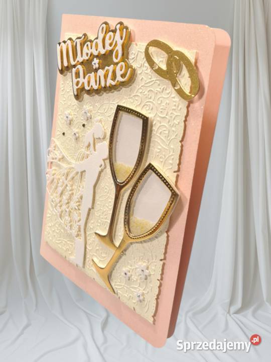 Kartka ślubna z kieliszkami Brzeziny