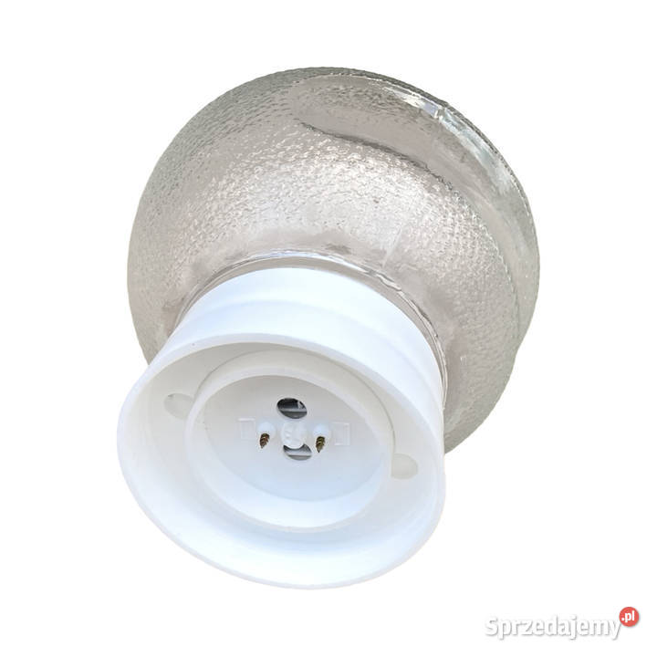 Szklany kinkiet przemysłowy DZPE Polska lata 70 Kinkiety mazowieckie