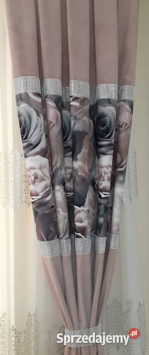 Zasłony velvet róże 3D