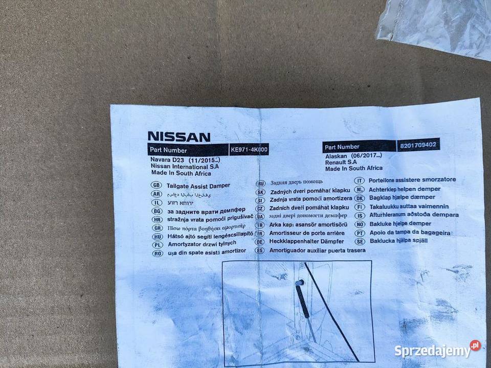 NISSAN NAVARA D23 NP300 MECHANIZM KLAPY TYŁ NOWY